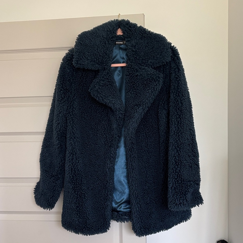 Missguided Dark Blue Teddy Jacket